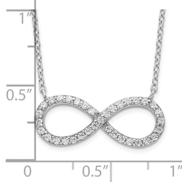 Sterling Silver Rhodium-plated with CZ Infinity Necklace - Picture 4 of 9